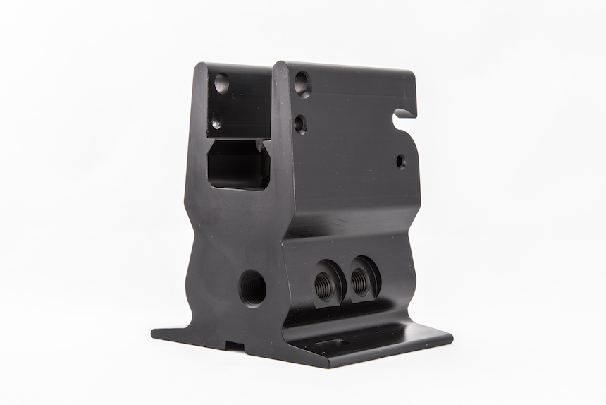 CNC machined hand pump base with external threads